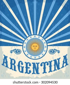 Argentina vintage card - poster vector illustration, argentina flag colors, grunge effects can be easily removed