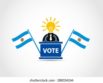 Argentina Vote Podium Campaign Crossed Flags Brilliant Full Of Idea Politician