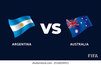 Argentina VS Australia International Football Match Flag Badge Design Template Vector Illustration.
