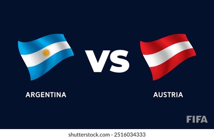 Argentina VS Austria International Football Match Flag Badge Design Template Vector Illustration.