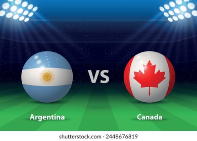 Argentina vs Canadá. Torneo de fútbol americano 2024, marcador de fútbol transmitido Plantilla gráfica