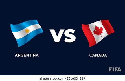 Argentina VS Canada International Football Match Flag Badge Design Template Vector Illustration.