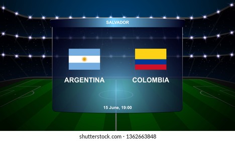 Argentina vs Colombia football scoreboard broadcast graphic soccer template