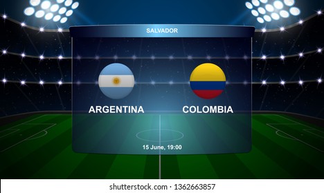 Argentina vs Colombia football scoreboard broadcast graphic soccer template