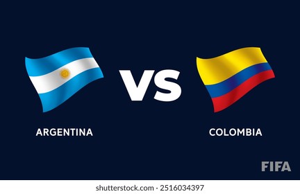 Argentina VS Colombia International Football Match Flag Badge Design Template Vector Illustration.