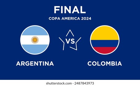 Argentina vs Colombia match. Football broadcast template Copa America 2024. Vector illustration.