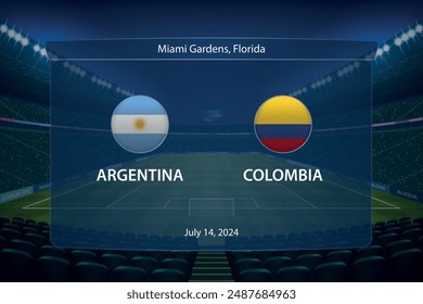 Argentina vs Colombia. Soccer scoreboard broadcast graphic template