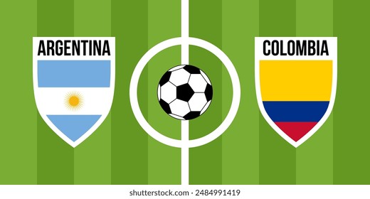 argentina vs colombia, teams shield shaped national flags