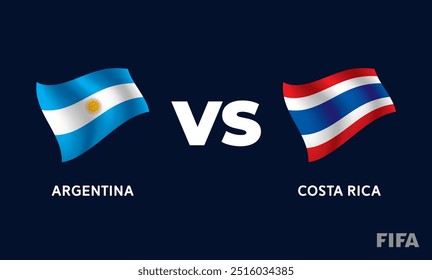 Argentina VS Costa Rica International Football Match Flag Badge Design Template Vector Illustration.