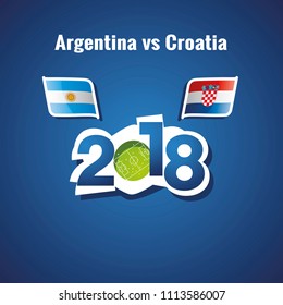 Argentina vs Croatia flags soccer blue background