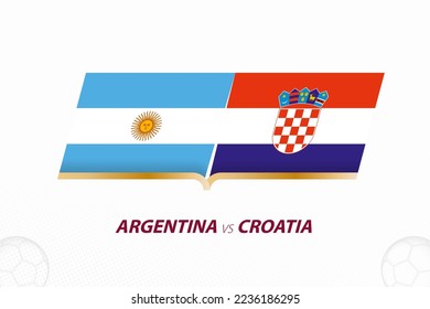 Argentina vs Croatia in Football Competition, Semi finals. Versus icon on Football background. Sport vector icon.