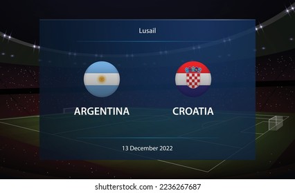 Argentina vs Croacia. Plantilla de selección de fútbol para difusión de radio y televisión