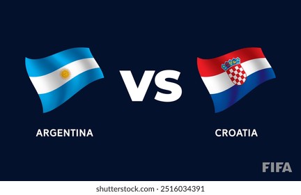 Argentina VS Croatia International Football Match Flag Badge Design Template Vector Illustration.