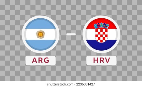 Argentina vs Croatia Match Design Element. Flags Icons isolated on transparent background. Football Championship Competition Infographics. Announcement, Game Score, Scoreboard Template. Vector