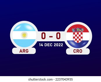 Argentina vs croatia Match Design Element. Flags Icons with transparency isolated on red background. Football Championship Competition Infographics. Announcement, Game Score Template. Vector