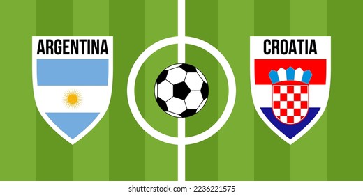 argentina vs croatia, teams shield shaped national flags