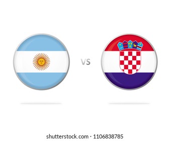 Argentina vs Croatia. White Background. Football Competition. Match. Flags in a Circles. Vector Graphic. Group D.