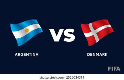 Argentina VS Denmark International Football Match Flag Badge Design Template Vector Illustration.