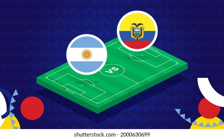 Argentina vs Ecuador match vector illustration Football copa america 2021 championship 