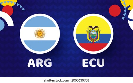 Ilustración vectorial del partido Argentina vs Ecuador Campeón de fútbol 2020 