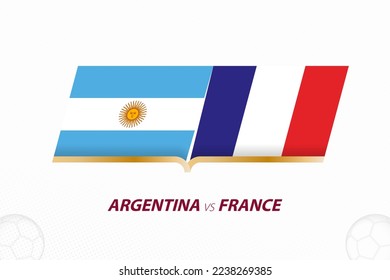 Argentina vs France in Football Competition, Final. Versus icon on Football background. Sport vector icon.