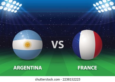 Argentina vs Francia. Plantilla de selección de fútbol para difusión de radio y televisión