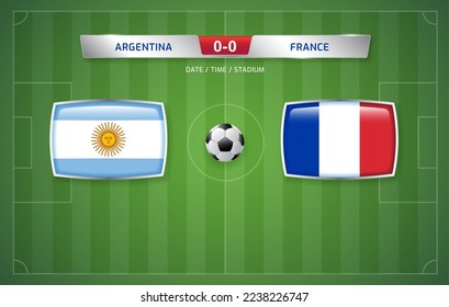 Modelo de emisión de marcador de Argentina vs Francia para el torneo deportivo de fútbol 2022 y la ilustración final del campeonato de fútbol