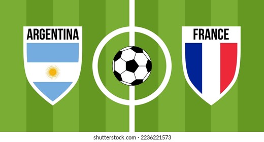 argentina vs france, teams shield shaped national flags