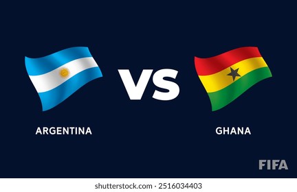 Argentinien VS Ghana International Football Match Flag Badge Design Template Vektorgrafik.