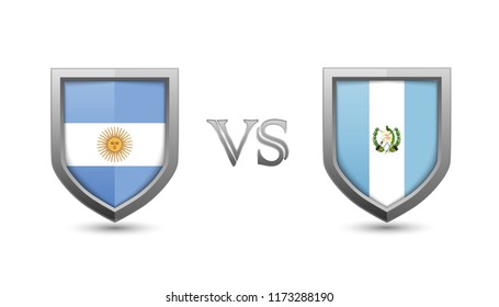 Argentina vs Guatemala flag shield badges for international championship football competition