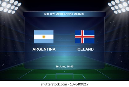 Argentina vs Iceland. football scoreboard broadcast graphic soccer template
