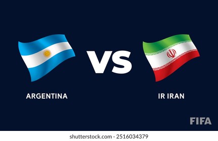 Argentina VS IR Iran International Football Match Flag Badge Design Template Vector Illustration.