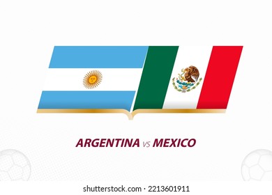 Argentina vs Mexico in Football Competition, Group A. Versus icon on Football background. Sport vector icon.