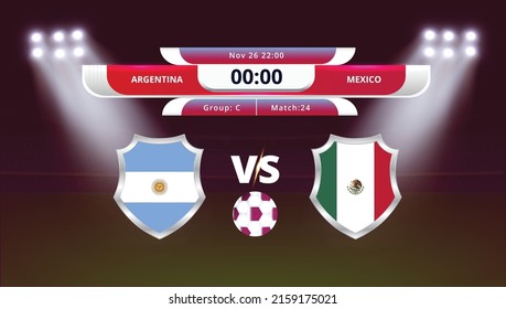   Argentina Vs Mexico football match scoreboard broadcasts With Match Schedule