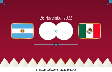 Argentina vs Mexico football match, international soccer competition 2022. Versus icon.