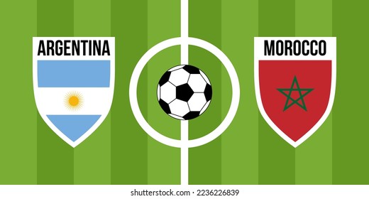 argentina vs morocco, teams shield shaped national flags