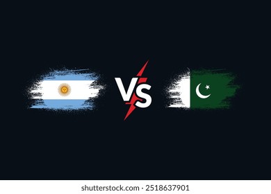 Argentina vs Pakistan grunge effect flag vector