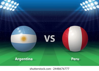 Argentina vs Perú. Torneo de fútbol americano 2024, marcador de fútbol transmitido Plantilla gráfica