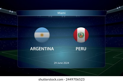 Argentina vs Perú. Torneo de fútbol americano 2024, marcador de fútbol transmitido Plantilla gráfica