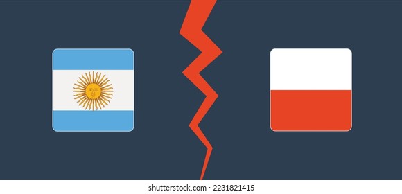 Argentina vs Poland. Concept of opposition, competition, and division
