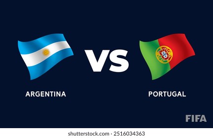 Argentina VS Portugal International Football Match Flag Badge Design Template Vector Illustration.