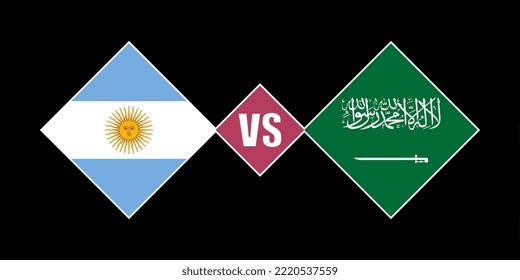 Argentina vs Saudi Arabia flag concept. Vector illustration.