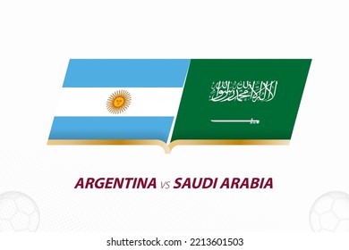 Argentina vs Saudi Arabia in Football Competition, Group A. Versus icon on Football background. Sport vector icon.