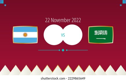 Argentina vs Saudi Arabia football match, international soccer competition 2022. Versus icon.