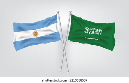 Argentina vs Saudi Arabia, world Football 2022, World Football Competition championship match country flags. vector illustration EPS.