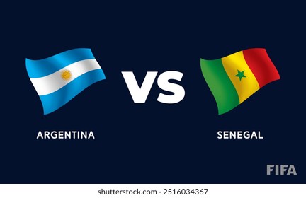 Argentina VS Senegal International Football Match Flag Badge Design Template Vector Illustration.