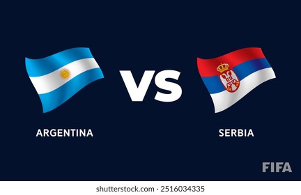 Argentina VS Serbia International Football Match Flag Badge Design Template Vector Illustration.