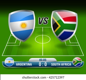 Argentina vs South Africa Soccer Match : Vector Illustration