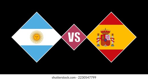 Argentina vs Spain flag concept. Vector illustration.