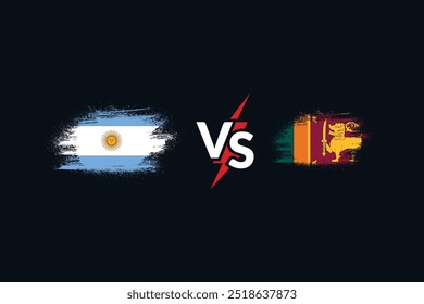 Argentina vs Sri grunge effect flag vector